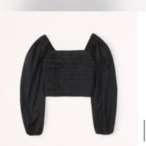 Abercrombie & Fitch Black Square Neck ruched top